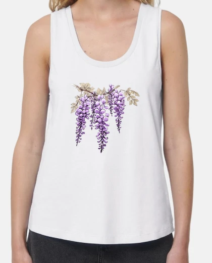 Tee-shirt glycine doodle découpe violet fleurs pe