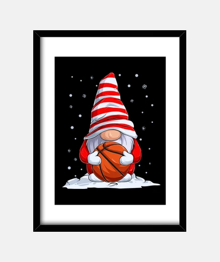 Quadro Gnomo di Natale con palla da Basket