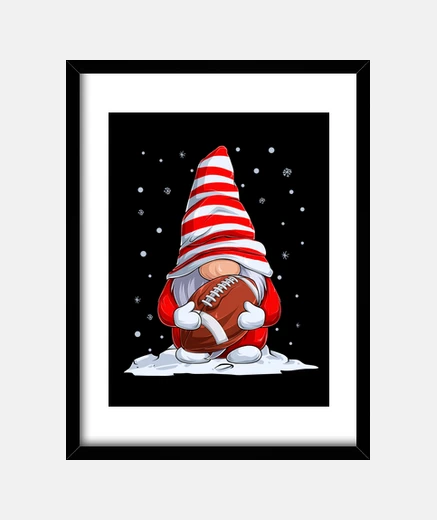 Quadro Gnomo di Natale con palla da Rugby