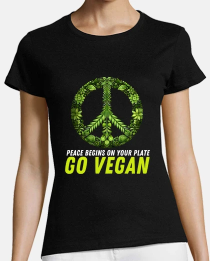 Playera go vegan vegetarian hippie peace begins