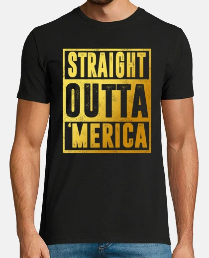 Tee-shirt Gold Straight Outta Merica 4th of July USA America Independence Day Celebration Gift