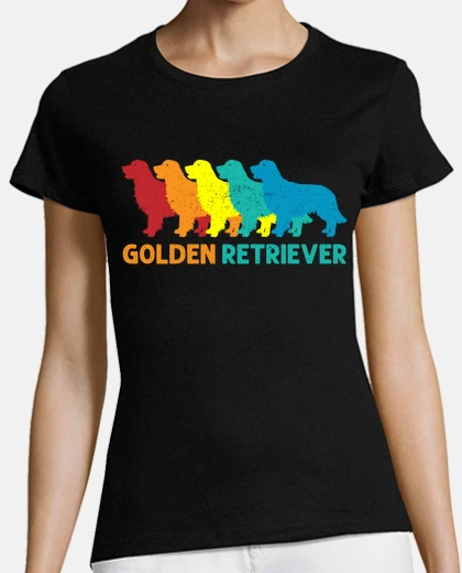 T-shirt golden retriever cani multicolori con collo a v