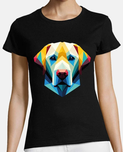 Playera golden retriever cuello en v geométrico