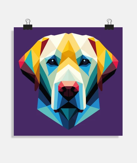Poster golden retriever geometric poster office living room shop studio stand poster