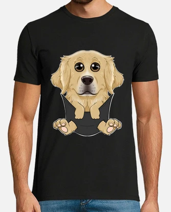 Golden retriever puppy in pocket i cute t shir. tostadora