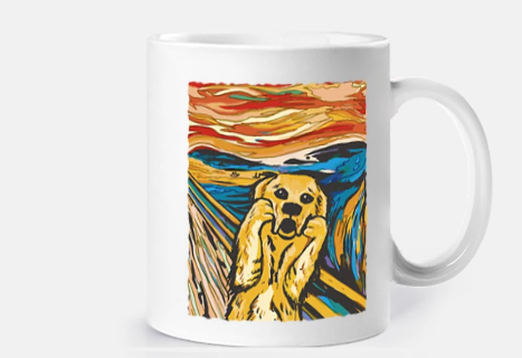 Mug golden retriever qui fait le cri d artiste 