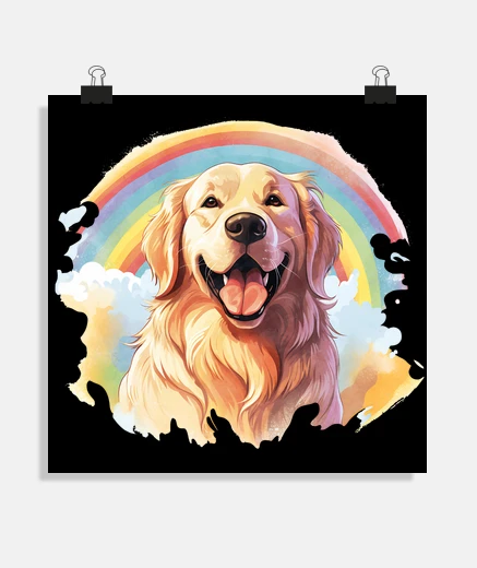 Poster golden retriever rainbow lgbt bar restaurant poster
