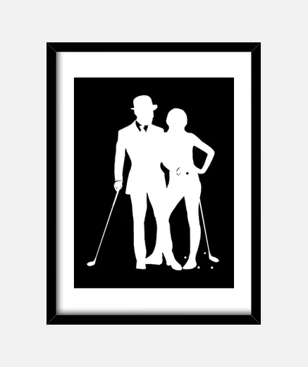 Cadre Golf 1 blanc pour tee shirt noir
