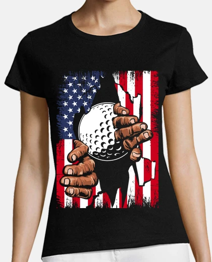 Tee-shirt golf drapeau américain golfeur jouer au
