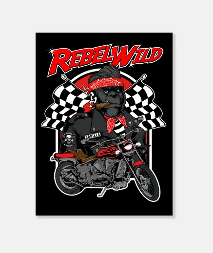 Stampa gorilla biker rocker motorcycles umorismo rocker ribelli biker wild stampa su tela