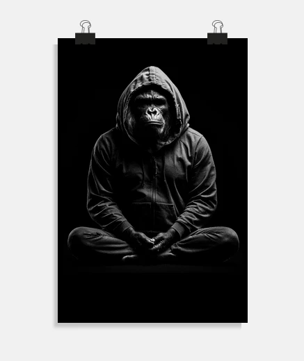 Poster gorilla che fa yoga meditazione poster realistico poster da camera da letto soggiorno studio