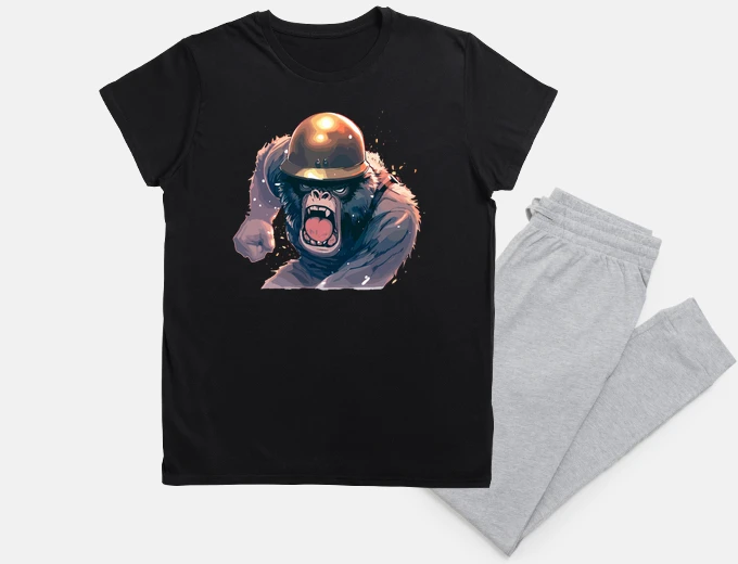Pyjama gorille soldat dans un casque cool