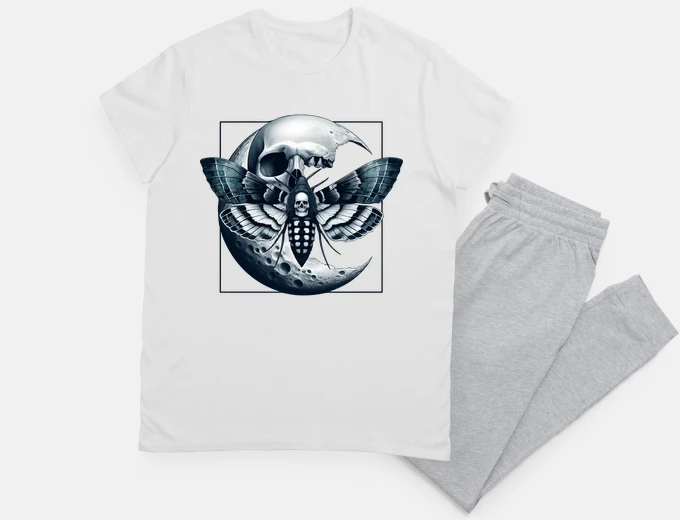 Pajama Goth Spooky Skull Moth Moon
