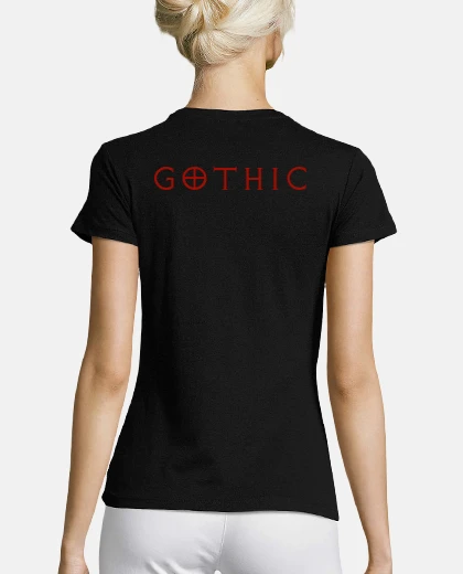T-shirt gothic girl, manga short, black