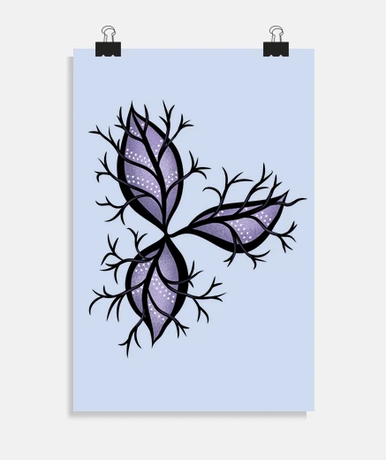 Poster gothique plante abstrait violet noir