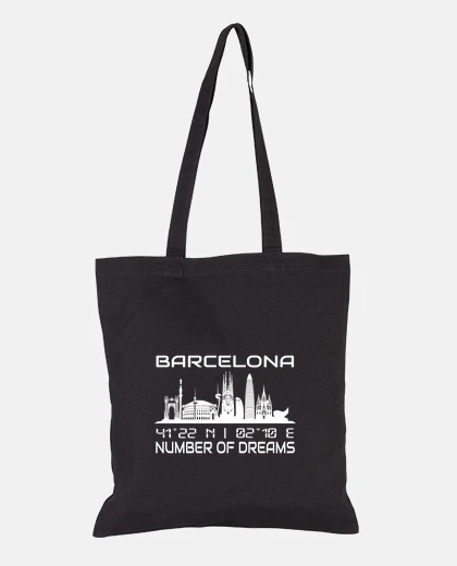 Bag GPS Coordinates City Barcelona Skyline