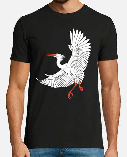 T-shirt graceful crane flying