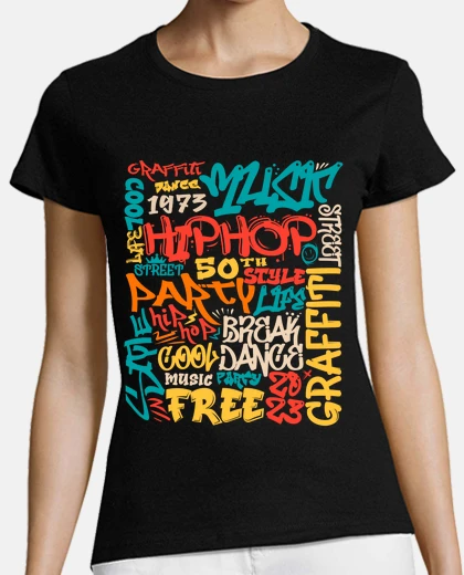 T-shirt graffiti hip hop 50 anni festival di musica rap techno