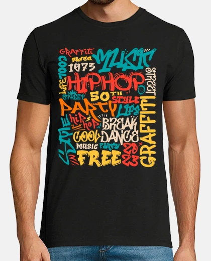 T-shirt graffiti hip hop 50 anni musica rap techno
