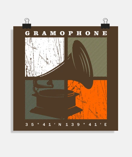 Poster Gramophone phonographe disque plat poster 
