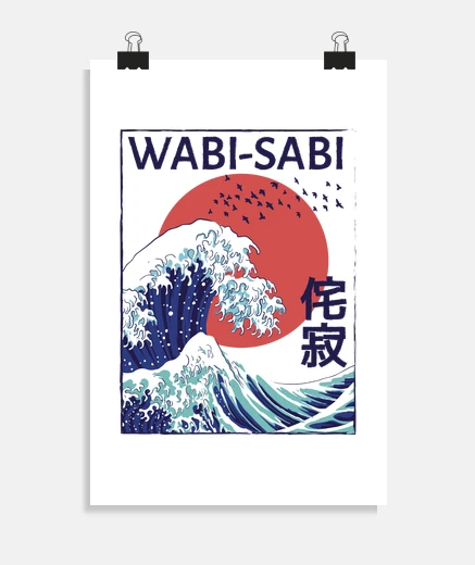 Póster gran ola de kanagawa wabi sabi