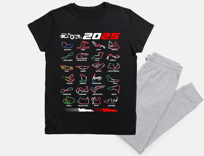Pigiama gran premi circuiti f1 2025 regalo auto da corsa