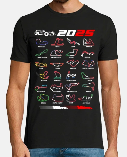 T-shirt gran premi circuiti f1 2025 regalo auto da corsa