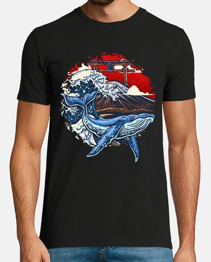Tee-shirt grand vague kanagawa baleine océan temple japon mont fuji