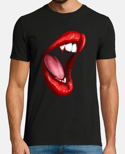 Tee-shirt grande bouche ouverte femelle vampire c