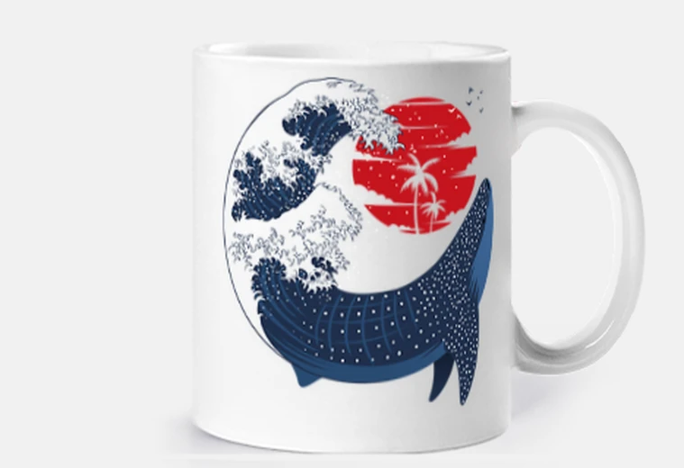 Tazza grande onda giapponese di squalo balena