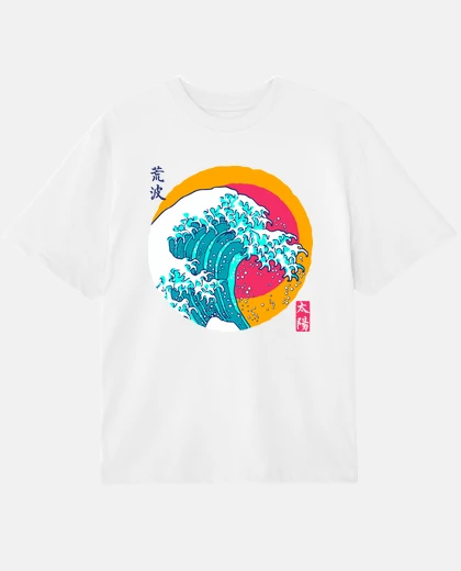T-shirt grande onda sotto il sole