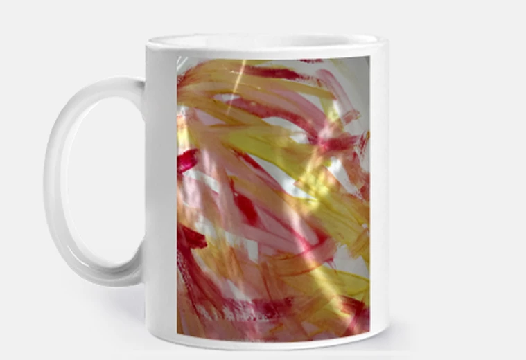 Cup graphic yellow orange mug