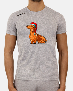 gray fitness t- t shirt , christmas dachshund dog