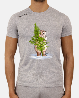 gray fitness t- t shirt bear with tree 001