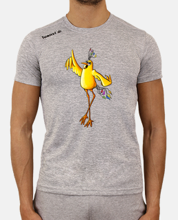 gray fitness t- t shirt bird singing