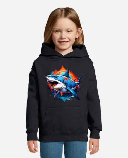 Great white shark kids hoodie tostadora