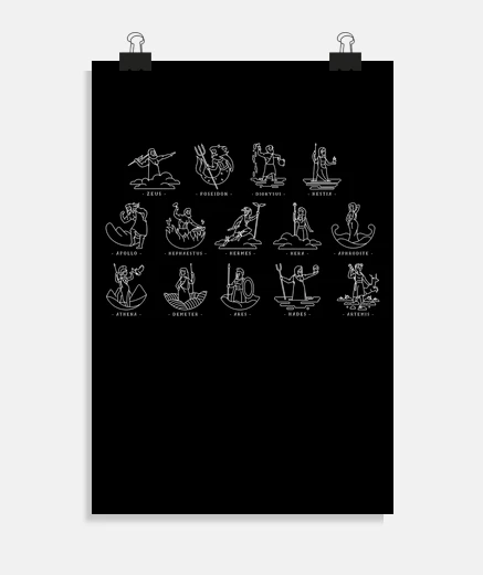 Poster grec myhtologie dieux olympus poseidon