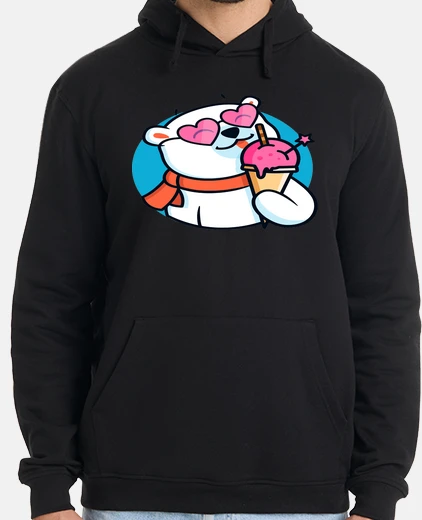 Hoodie greedy bear eating ice cream