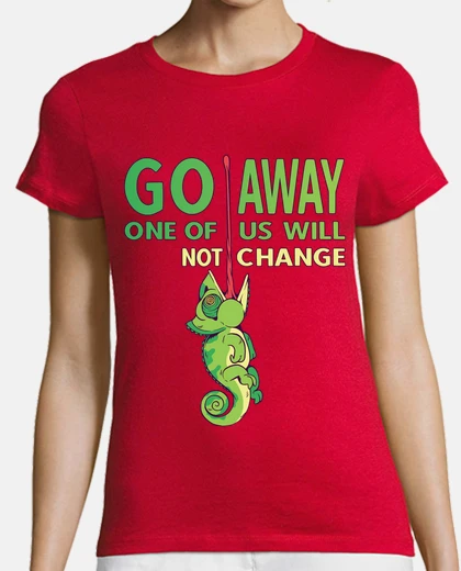 T-shirt green chameleon funny saying go away