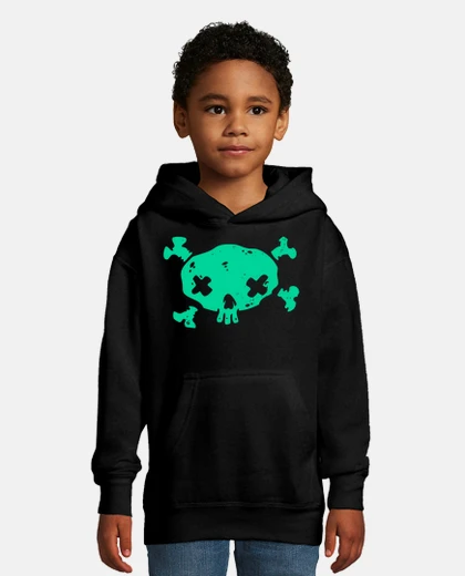Kids green pirate skull