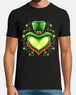 Green Heart With Hat Beard Shamrocks On