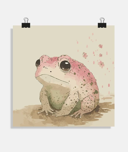 Poster grenouille triste rose matsumoto inspir