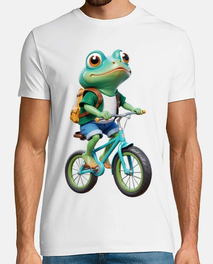 Tee-shirt grenouille verte qui fait du fat vélo