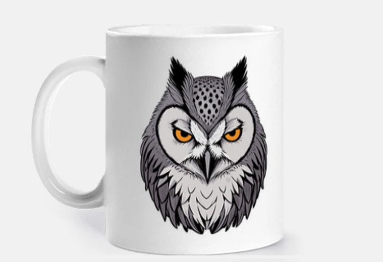 Cup Grey Owl Vector Style