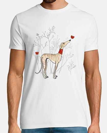 T-shirt greyhound smelling butterfly