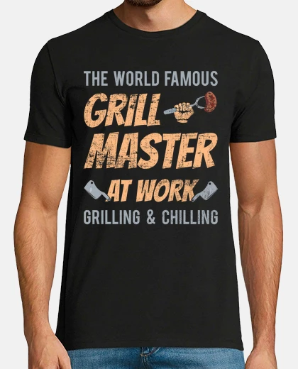 Tee-shirt grill master at work barbecue grill