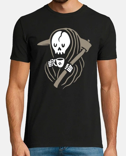 T-shirt Grim Reaper ama il caffè