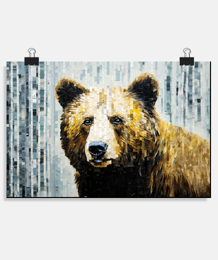 Poster Grizzly Bear Animal Art Decor Paint