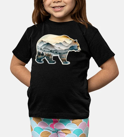 Kids grizzly bear brown forest fashion boho