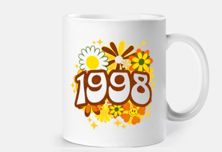 Cup Groovy Retro 1998 Woman 25th Birthday
